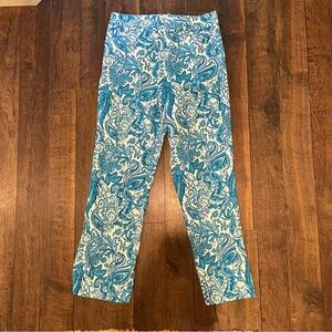 Zara Blue Printed Linen Pants Size 6